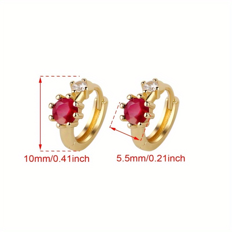 Red Cubic Zirconia Stud Earrings Copper Set for Casual & Special Occasions